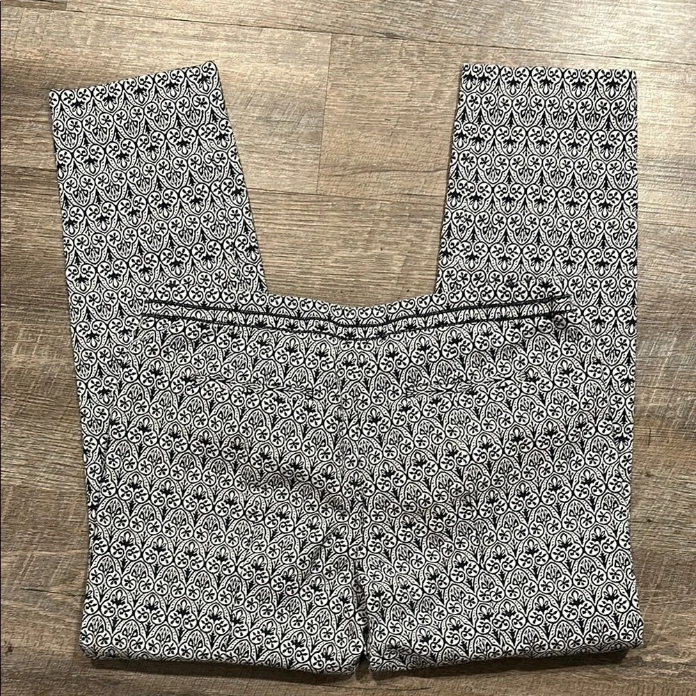 Tory Burch Navy Blue/ White Patterned Heidi Jacquard trouser Pants Size 4